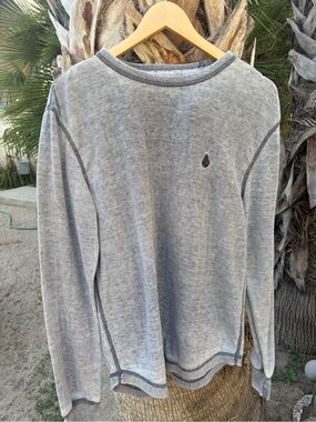 Volcom Long-Sleeve Waffle Knit Crew in Light Gray